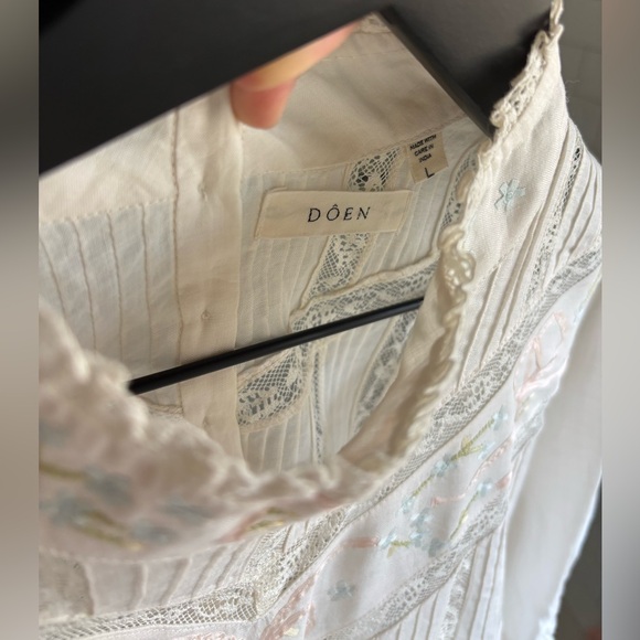 Rare Doen Sylvestra embroidered mini dress sz L cream Salt - Picture 6 of 6